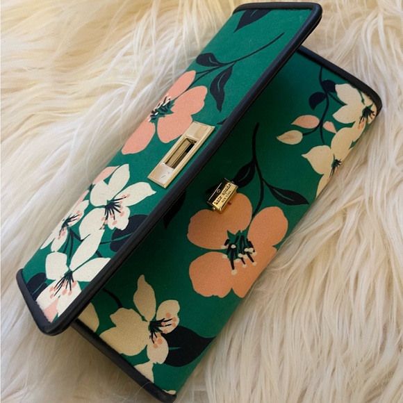 Kate Spade Lucia Lily Blooms Medium Purse and Wallet Set Green Navy Pink - Picture 12 of 15
